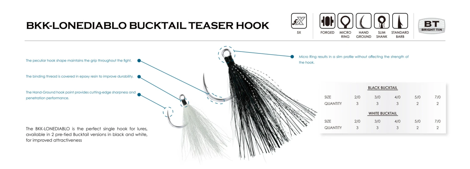 BKK Lone Diablo Bucktail Teaser Hook 2 BKK Lone Diablo Bucktail Teaser Hook - Image 2