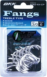 BKK Fangs Treble Hooks 6063-5X-CP