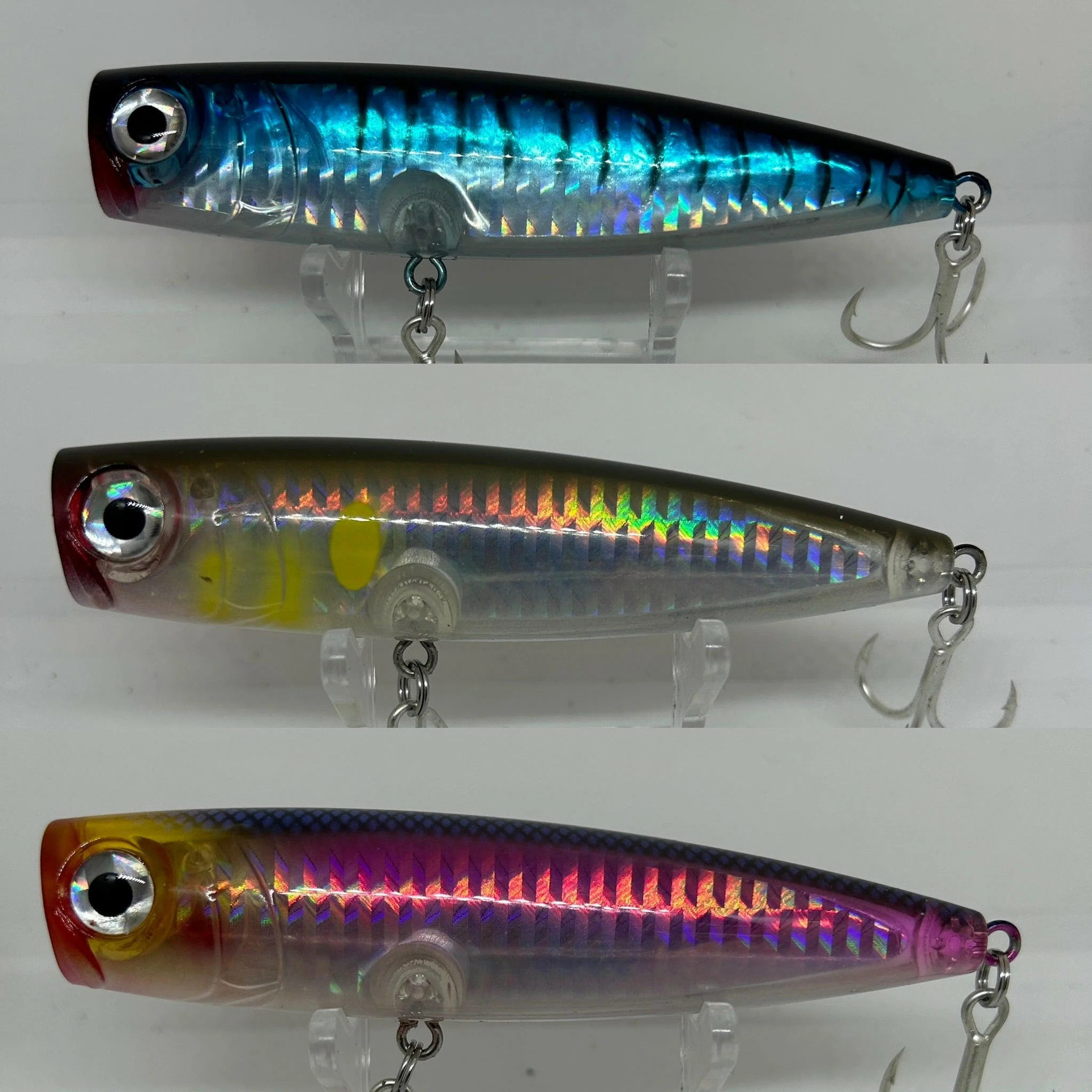Salty Water Tackle -Salty Water Tackle small 3d prism surface popper topwater bass lure 105mm 23g 380286